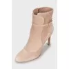 Beige suede ankle boots