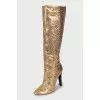 Gold colored snakeskin boots