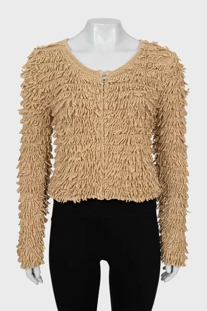 Jacket with zip and tag
