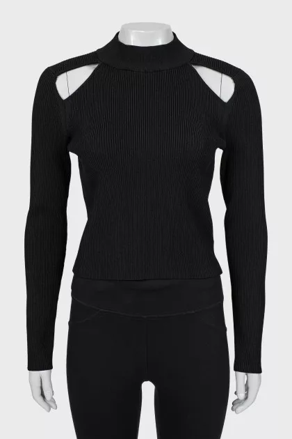 Ribbed jumper with cutouts