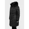 Fitted down jacket with fur hood