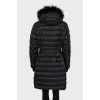 Fitted down jacket with fur hood