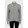 Cardigan with textured pattern and tag