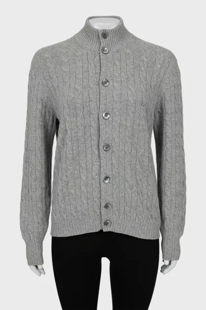 Cardigan with textured pattern and tag
