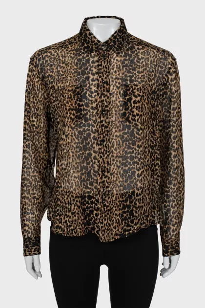 Animal print wool blouse