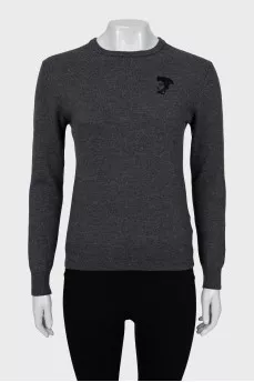 Wool jumper with embroidery