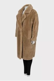 Brown wool fur coat