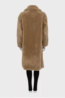 Brown wool fur coat