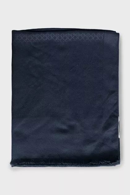 Blue scarf with branded print