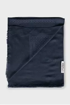 Blue scarf with branded print