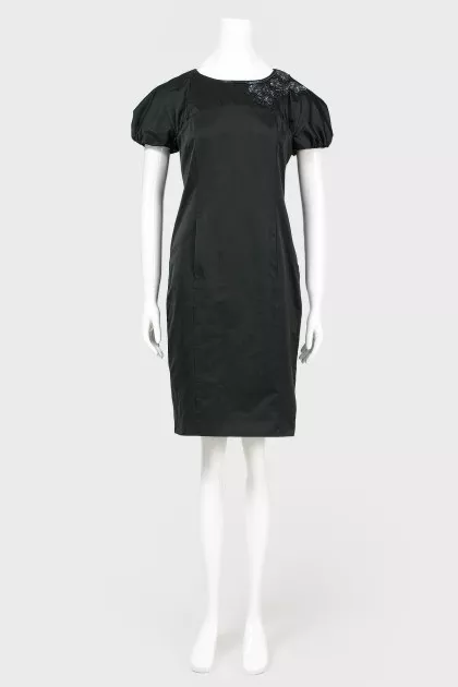 Black satin midi dress