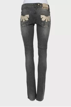 Серые джинсы skinny fit с биркой