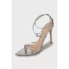 Silver stiletto heeled sandals