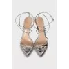 Silver stiletto heeled sandals