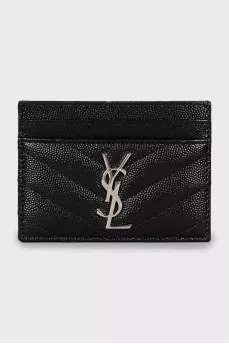Leather cardholder with brand logo