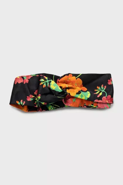 Silk headband with floral print