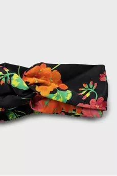 Silk headband with floral print