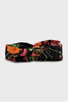 Silk headband with floral print