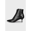 Leather kitten heel ankle boots