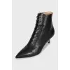 Leather kitten heel ankle boots