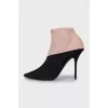 Beige and black stiletto ankle boots