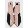 Beige and black stiletto ankle boots