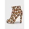 Animal print leather ankle boots