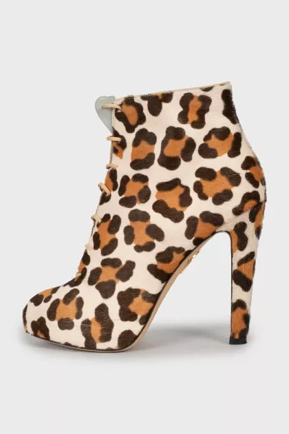 Animal print leather ankle boots