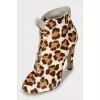 Animal print leather ankle boots