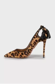 Animal print leather stiletto heels