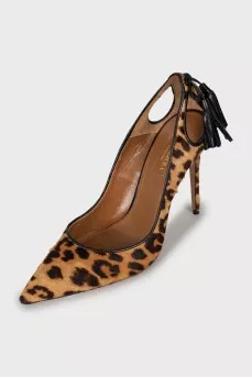 Animal print leather stiletto heels