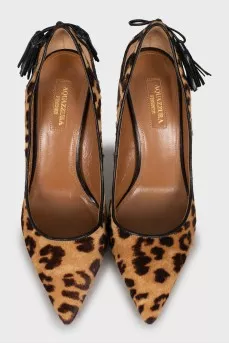 Animal print leather stiletto heels