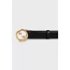 Black leather belt with brand logo