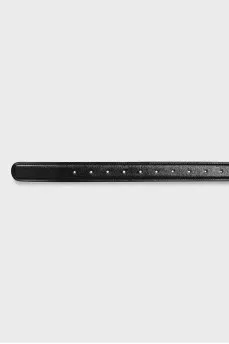 Black leather belt with brand logo