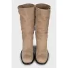 Beige leather boots