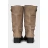 Beige leather boots