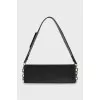 Rectangular leather bag with brand logo
