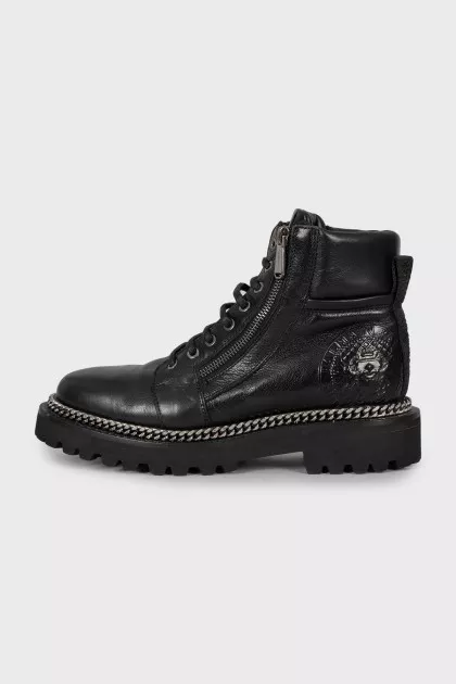 Embossed leather boots