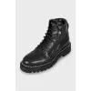 Embossed leather boots