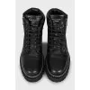 Embossed leather boots