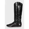 Leather boots with round toe