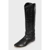 Leather boots with round toe