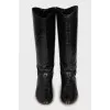 Leather boots with round toe