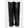 Leather boots with round toe