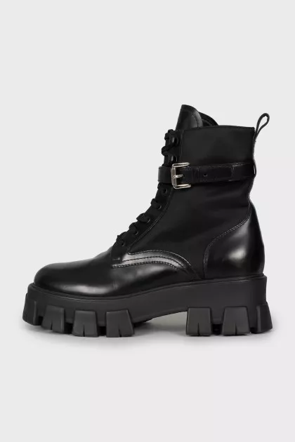 Leather and textile boots