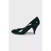 Leather wedge heel shoes