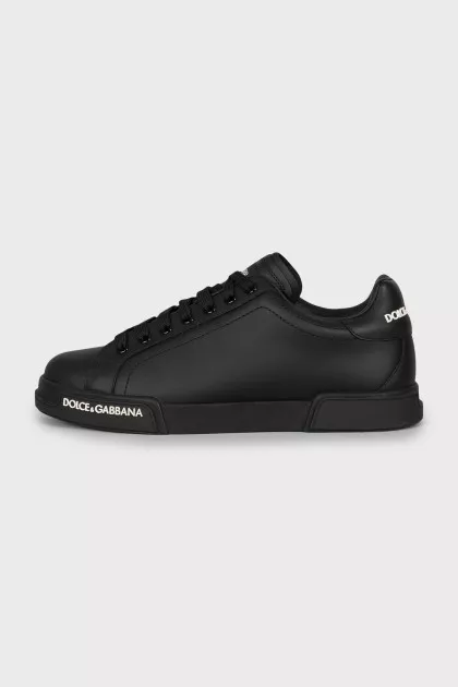 Leather sneakers with brand logo