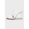White sandals with leather weave