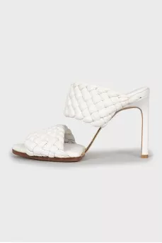 White sandals with leather weave