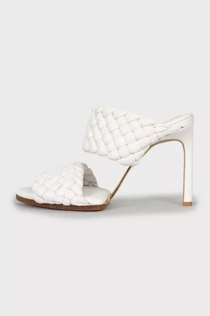 White sandals with leather weave